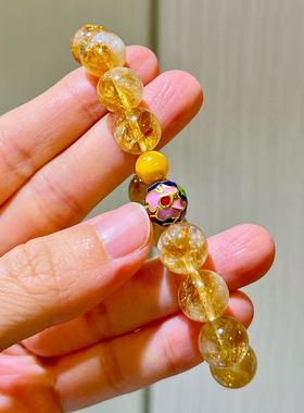 10M美拉德风天然黄水晶黄塔晶老蜜蜡手链手串