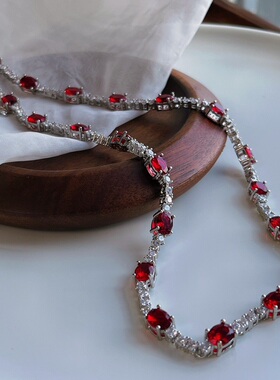人造红宝石项链奢华满钻复古晚装链
