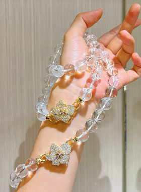 12mm大颗粒天然白水晶项链基础通勤款锁骨链