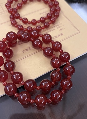 7A冰透起光天然红玉髓玛瑙多圈手链手串 保真支持复检