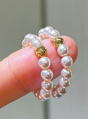 秋冬高品质曼塔玫瑰施家珍珠设计感戒指指环