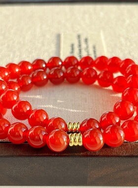 秋冬法式ins天然鸽血红红玉髓玛瑙手链新年红手串