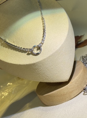 人造钻石项链吊坠扣头开口扣时尚百搭轻奢锁骨链颈链女