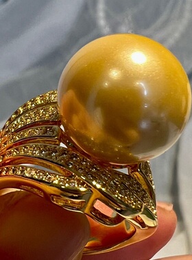 金色人造珍珠开口戒指简约时尚百搭戒指女