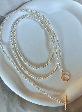 双层长款毛衣链天然深海多种