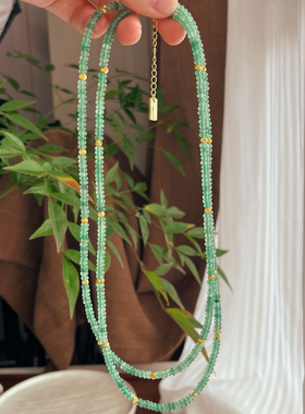 绿野仙踪复古4mm天然东陵玉飞碟珠长款项链氛围感多种戴法项链