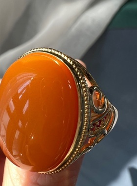 925银中性风皇家黄老蜜戒指简约时尚百搭轻奢男女款戒指