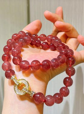 10mm鸽血红天然草莓晶圆珠项链锁骨链