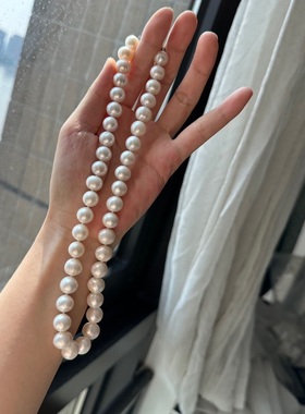 大颗10-11mm经典基础款强光天然淡水珍珠项链 配送浮雕长条盒子