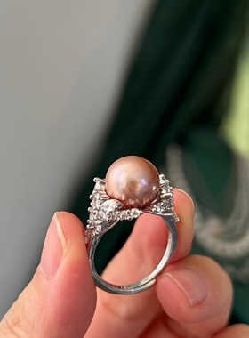 天然金属色冰雪王后款微瑕珍珠戒指简约时尚百搭气质款