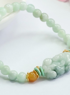 眷钰 天然A货翡翠手串貔貅玉石手链女珠宝工厂直播代发S2120803