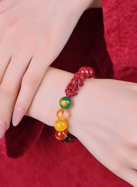 朱砂貔貅五路财神红绳手链本命年生肖兔鼠龙鸡礼物低含量批发