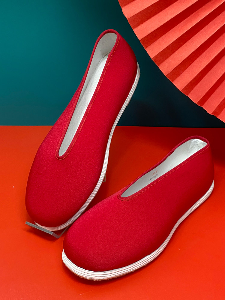 步隆升老北京布鞋男本命年红色手工加密千层底礼小元口布鞋婚鞋