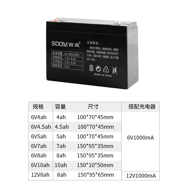 6V7ah童车蓄电池儿童电动玩具车遥控锂电池12伏专用充电瓶大容量 - 图3