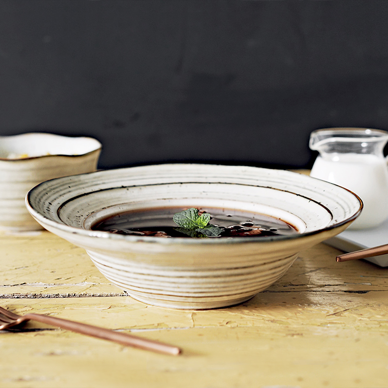 Lototo日式陶瓷餐具大号汤碗大碗家用拉面碗创意个性沙拉碗ins风 - 图2