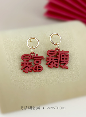 国潮风暴富暴瘦文字耳环
