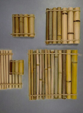 古法竹排垫鱼缸造景置物