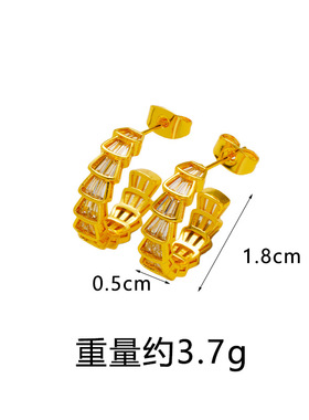 轻奢小众满钻仿真黄金编织耳环