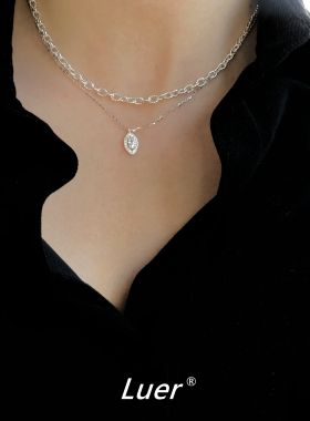 原创水滴项链镶钻细版闪O链