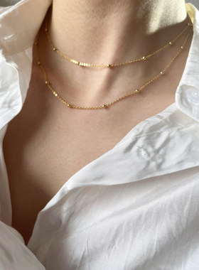 双层圆珠波光粼粼通体925银项链