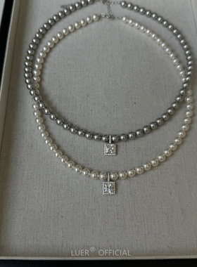 超闪方块钻!轻奢!法式质感经典进口施家强光珍珠锁骨链项链高级感