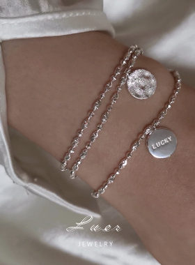 lucky圆牌意大利通体银手链85折