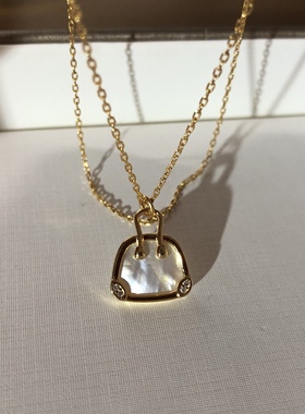 起来白母贝包包造型通体镶钻项链