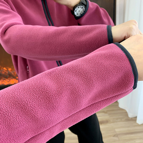 秋冬连帽抓绒衣女士加厚防风保暖摇粒绒外套徒步运动休闲开衫卫衣 - 图2