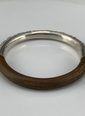 晋福银楼999纯银纯手工錾刻花卉藤条手镯