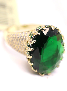 椭圆微镶仿宝石个性戒指环欧美