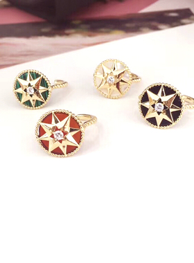 朱红色罗盘圆戒指欧美风格指环