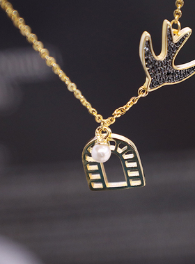 微镶钻手链黑色燕子窗口气质欧美