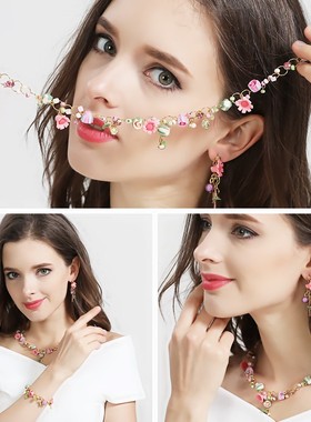 法式小雏菊软陶花朵欧美复古项链