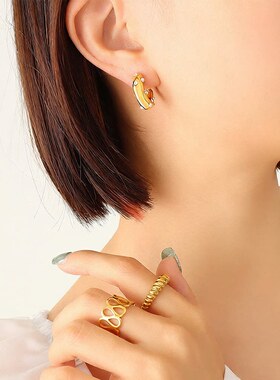 欧美跨境热销钛钢镀金仿珍珠锆石