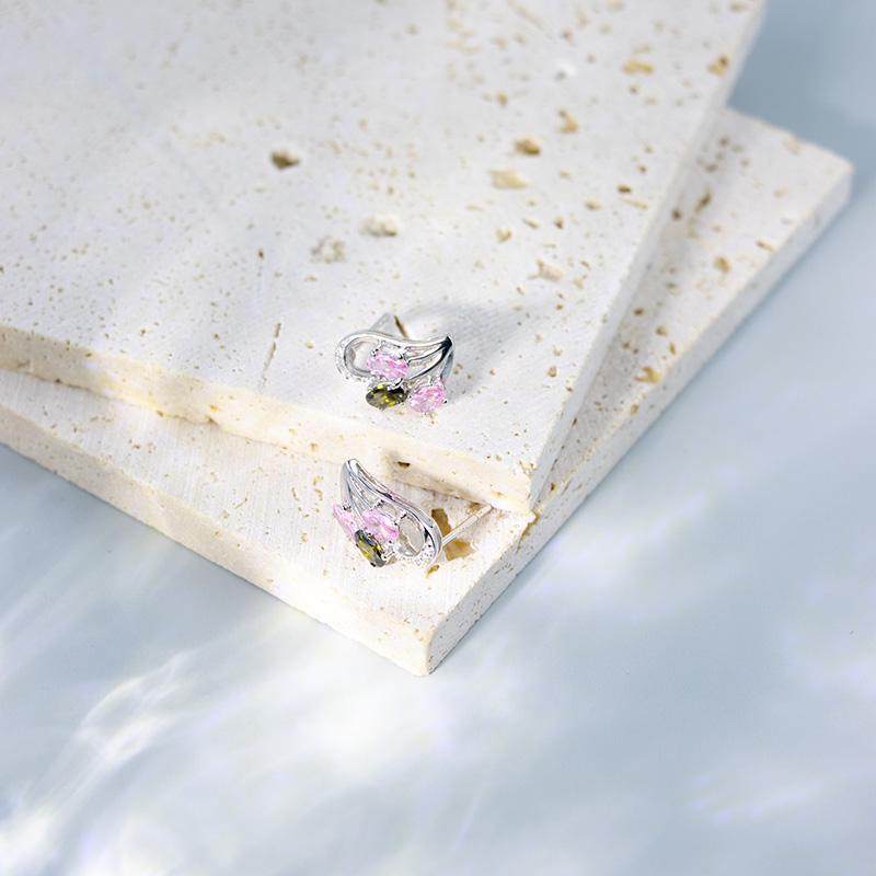 耳钉女轻奢新款超闪天然碧玺镶嵌洋气漂亮S925纯银,淘宝优惠券,粉丝福利购,淘宝优惠卷