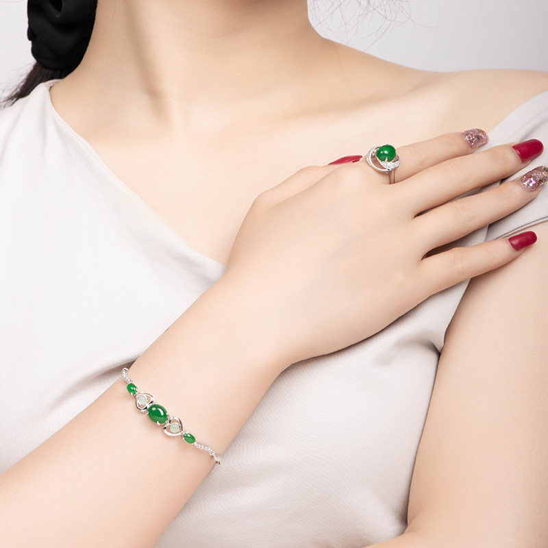 leqiyuan戒指女款S925纯银镶翡翠绿宝石戒指活口时尚饰品,淘宝优惠券,粉丝福利购,淘宝优惠卷