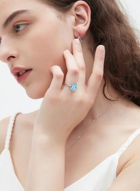 蓝宝石戒指纯银轻奢女款设计风