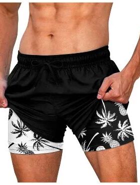 Men's Double Layer Quick Dry Beach Swim Shorts New Men's Bea