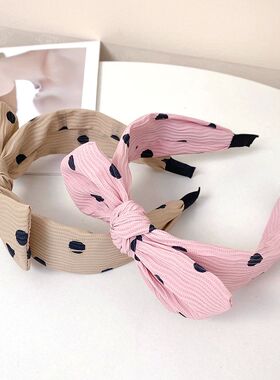 New pleated polka dot rabbit ear hair band for women, simple