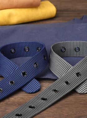 Men's Belt Porous Canvas Pin Buckle Leather Belt Outdoor Spo