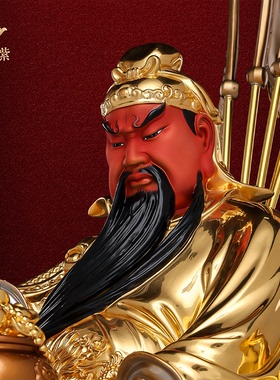 东来紫关公摆件武财神神像铜雕招财供奉铜像关帝圣君伽蓝菩萨摆件