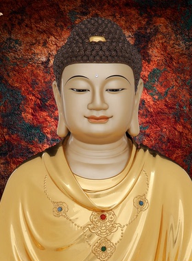 释迦摩尼神像三宝佛像如来佛祖阿弥陀佛药师佛娑婆三圣东来紫铜像