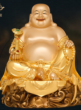 弥勒佛像供奉家用全堂佛弥勒京铜镇宅摆件台湾东来紫铜像摆件