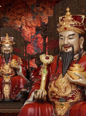 文财神爷供奉神像东来紫铜像京铜摆件官方旗舰店店铺五路龙椅财神