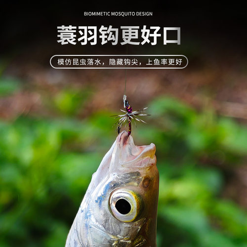 小柒二代炫彩腹节摇蚊飞蝇钩蓑羽蚂蚁钩微物马口白条溪哥路亚饵 - 图0