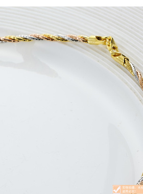 纯银镀金短款项圈厘米吊坠