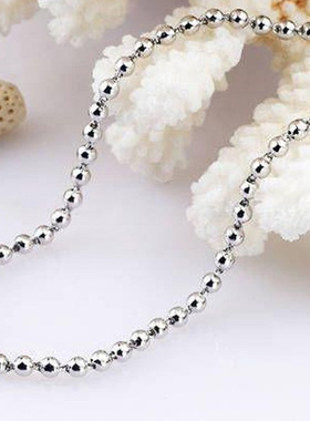 925纯银珠仔项链女3mm圆珠链礼物