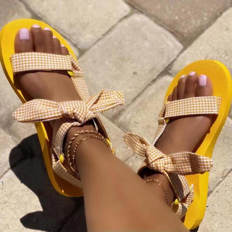 women flat sandals big size 43 beach slippers女罗马平跟凉鞋 - 图1