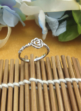 925纯银戒指女玫瑰花朵指环简约