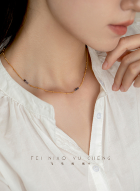 飞鸟屿城堇青石原创手作锁骨链